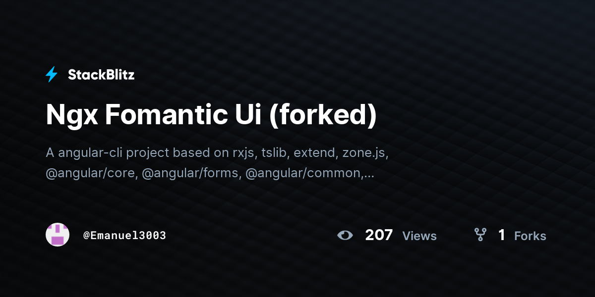 Ngx Fomantic Ui (forked) - StackBlitz