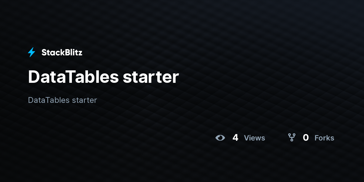 DataTables starter - StackBlitz