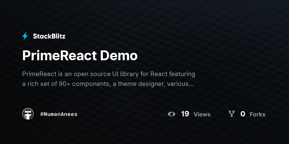 PrimeReact Demo - StackBlitz
