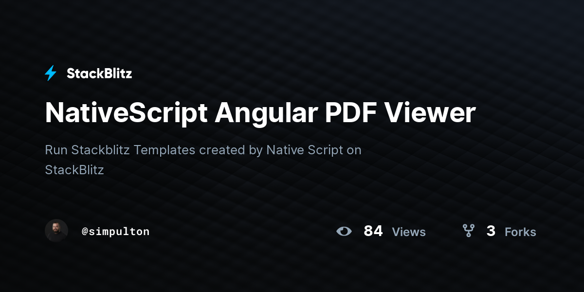 NativeScript Angular PDF Viewer - StackBlitz