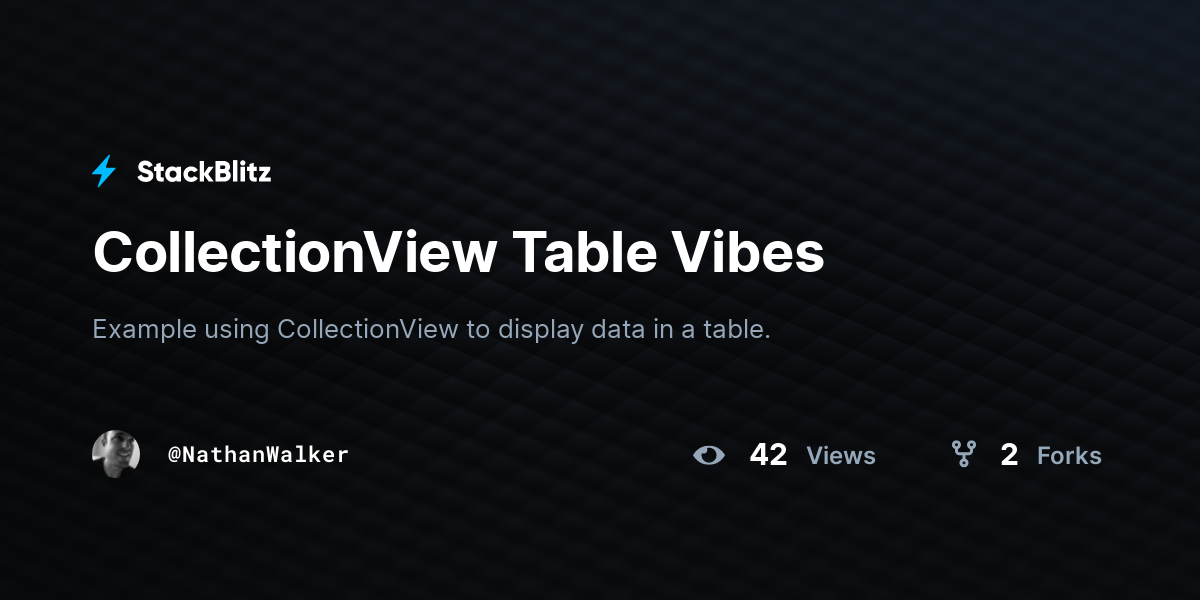 CollectionView Table Vibes - StackBlitz