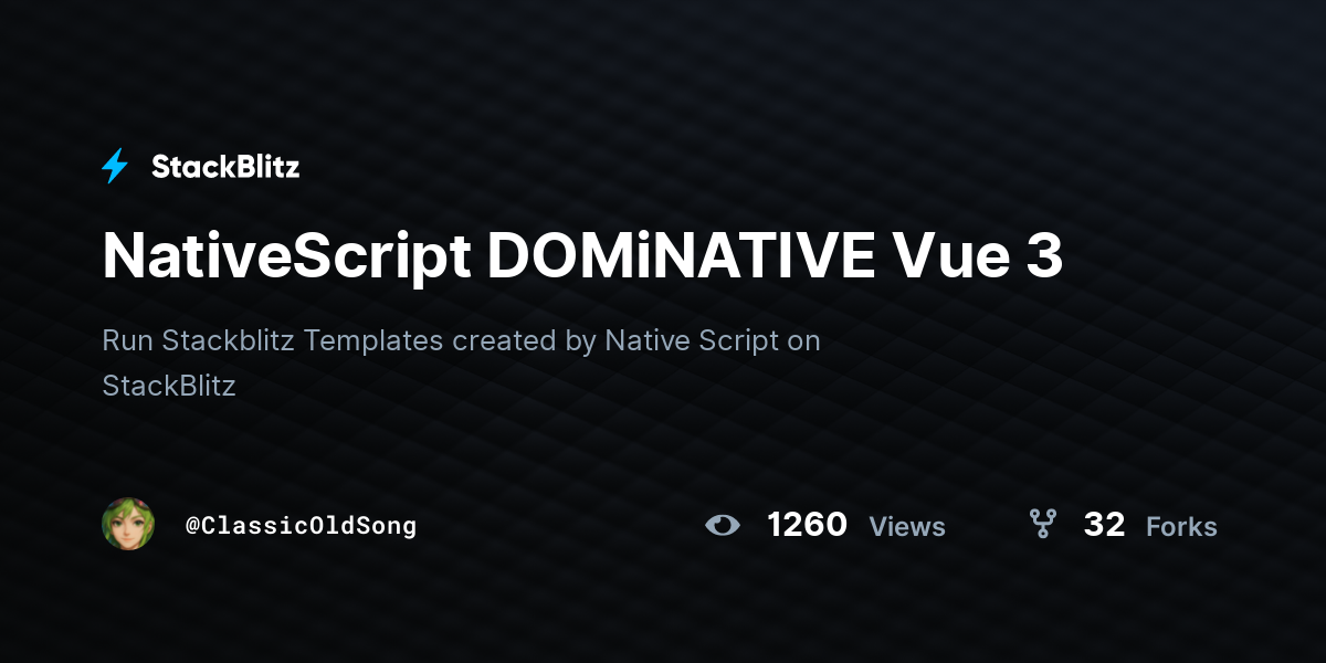 NativeScript DOMiNATIVE Vue 3 - StackBlitz
