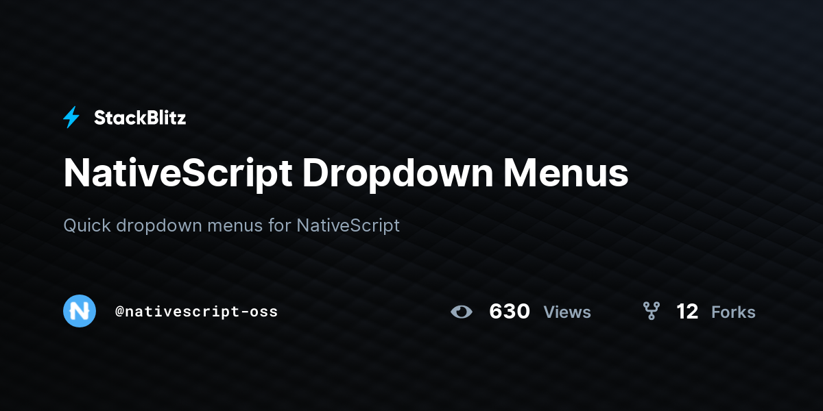 Nativescript dropdown menus stackblitz