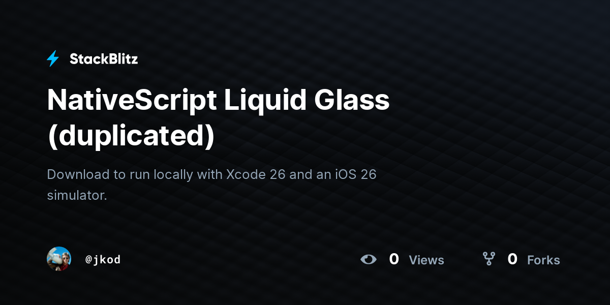 NativeScript Liquid Glass (duplicated) - StackBlitz