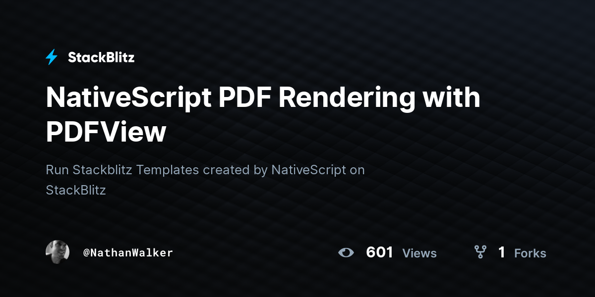 NativeScript PDF Rendering with PDFView - StackBlitz