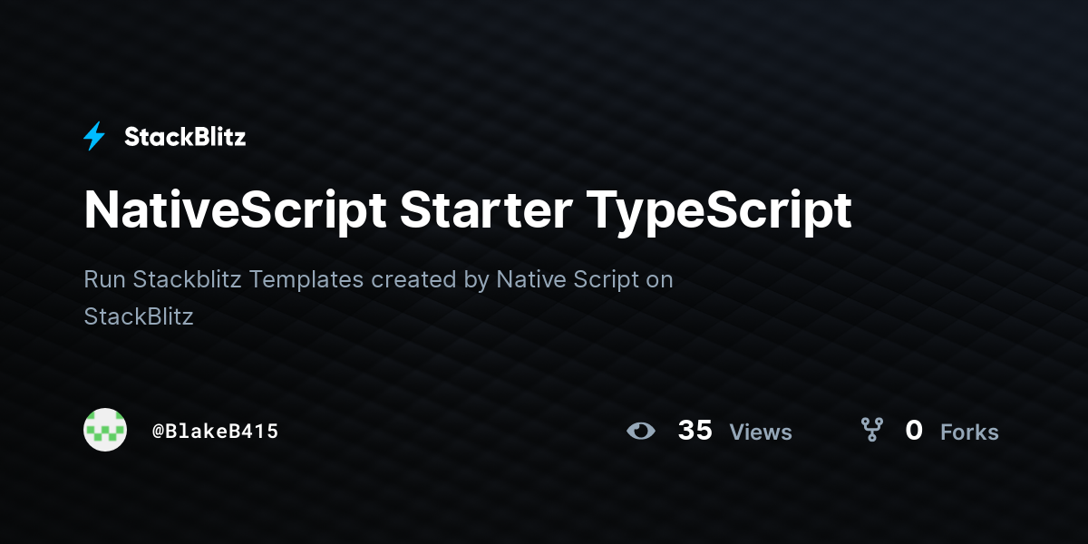 NativeScript Starter TypeScript - StackBlitz