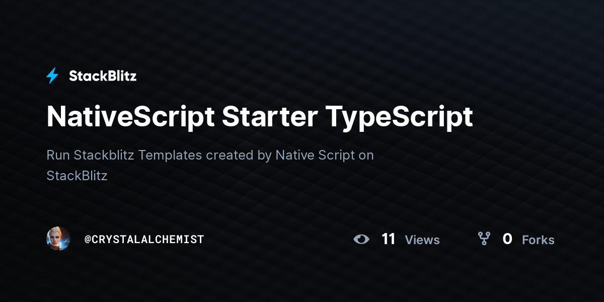 NativeScript Starter TypeScript - StackBlitz