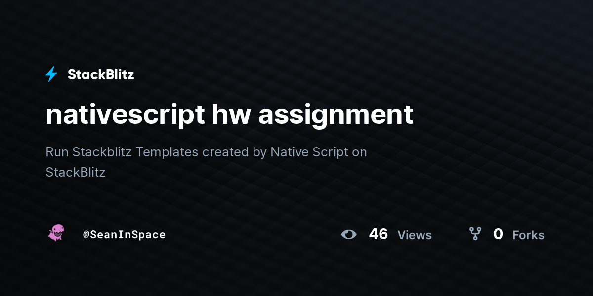 nativescript hw assignment - StackBlitz