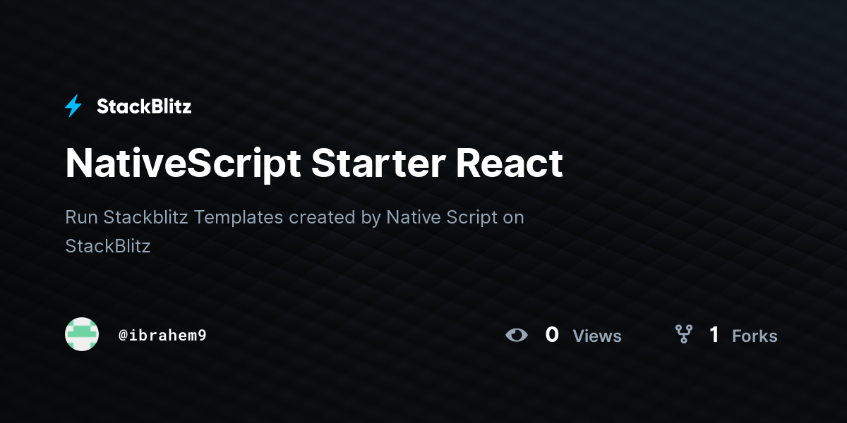 NativeScript Starter React - StackBlitz