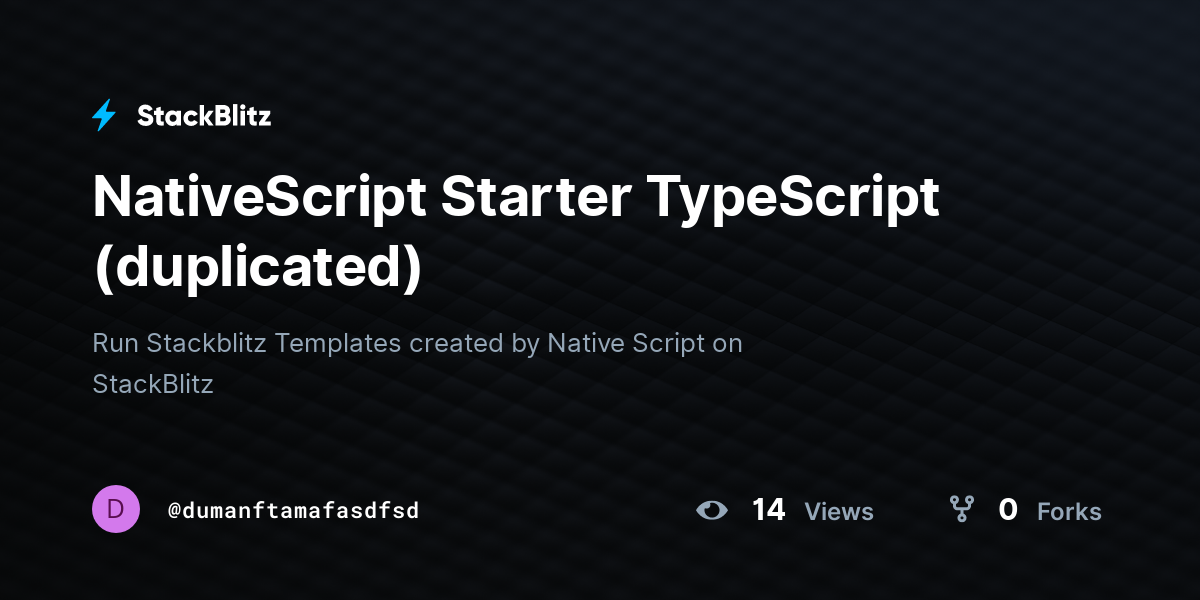 NativeScript Starter TypeScript (duplicated) - StackBlitz