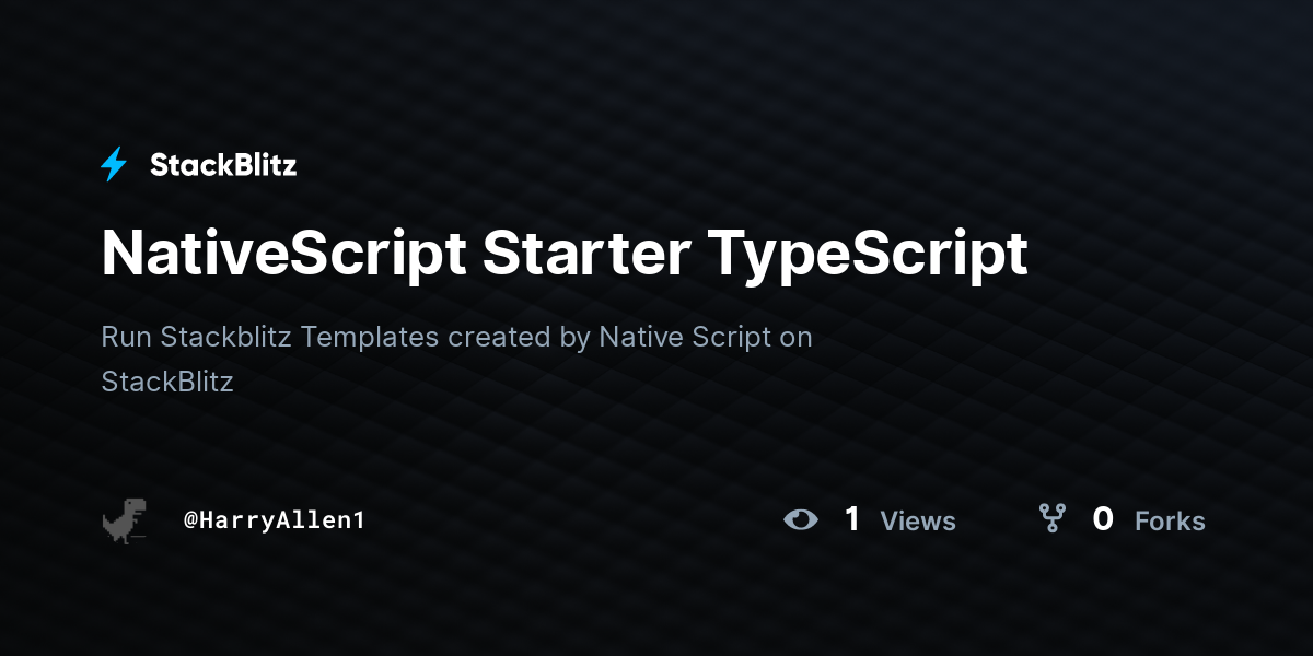 NativeScript Starter TypeScript - StackBlitz