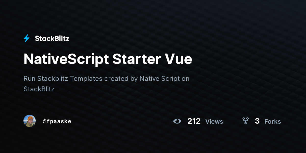 NativeScript Starter Vue - StackBlitz