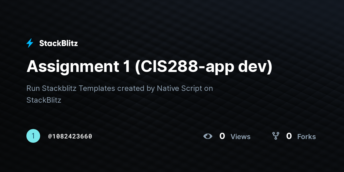 Assignment 1 (CIS288-app dev) - StackBlitz
