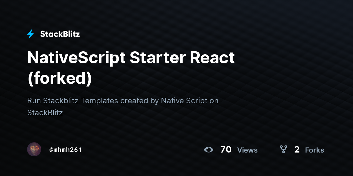 NativeScript Starter React (forked) - StackBlitz
