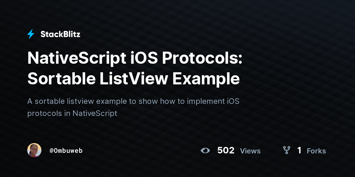 NativeScript iOS Protocols: Sortable ListView Example - StackBlitz