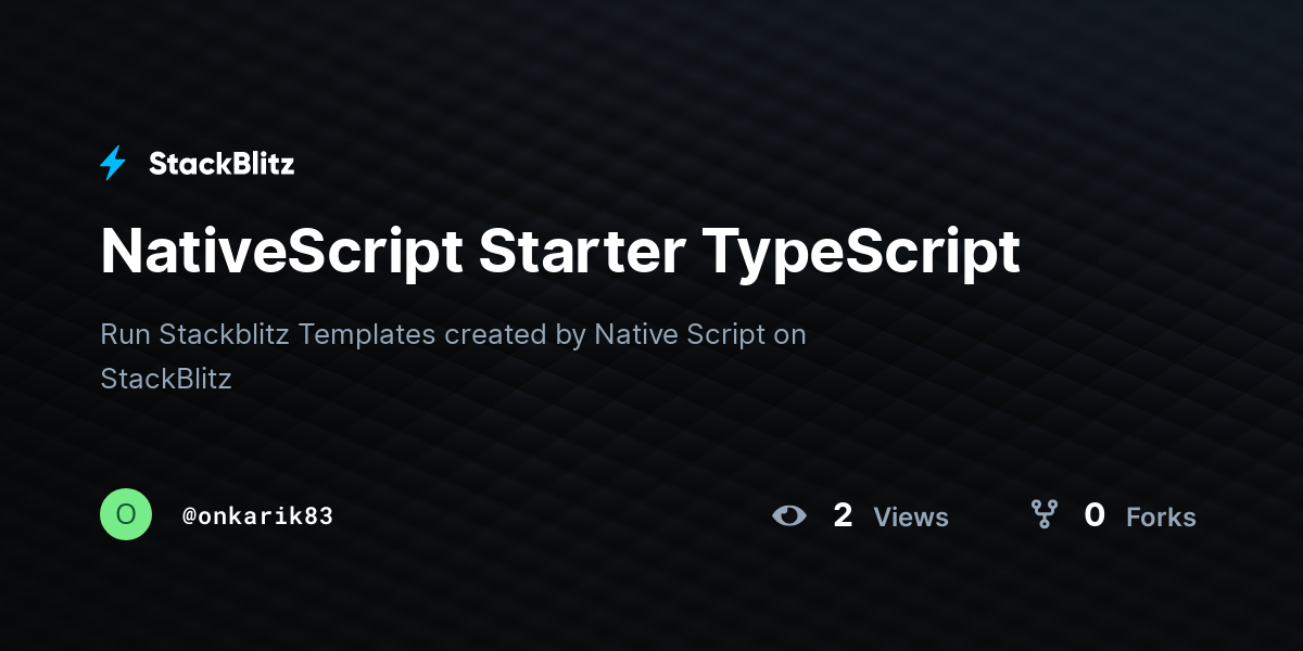 NativeScript Starter TypeScript - StackBlitz