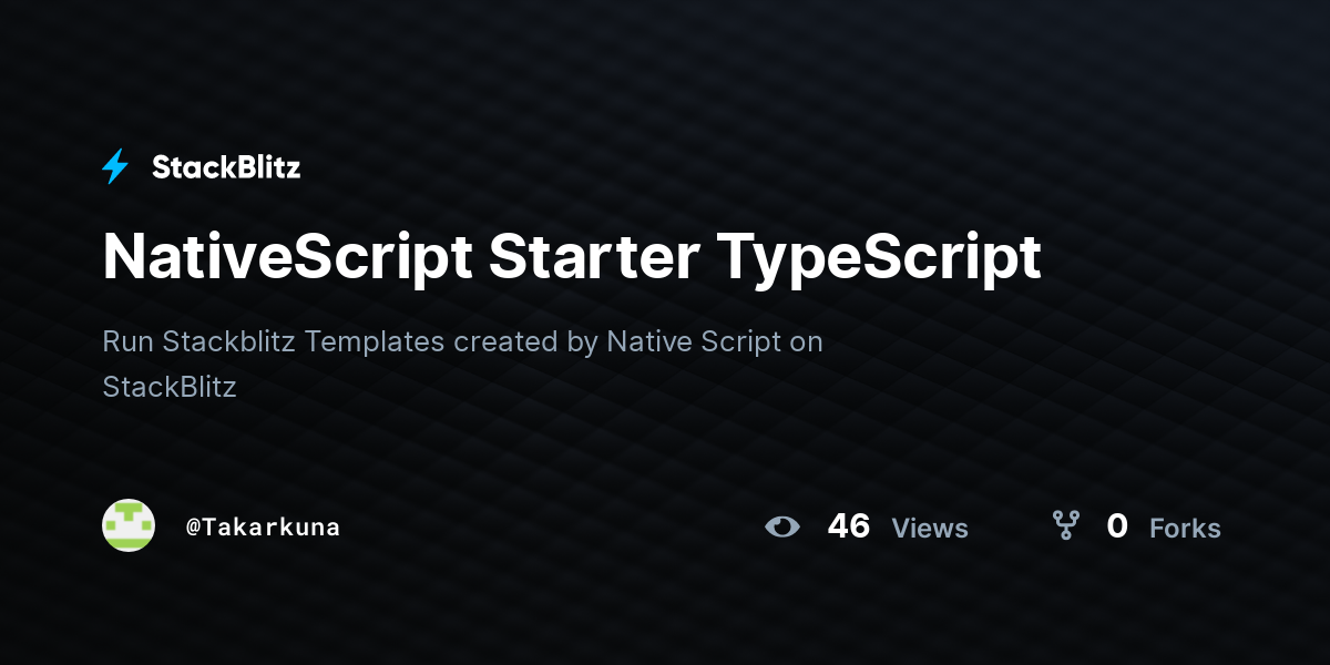 NativeScript Starter TypeScript - StackBlitz