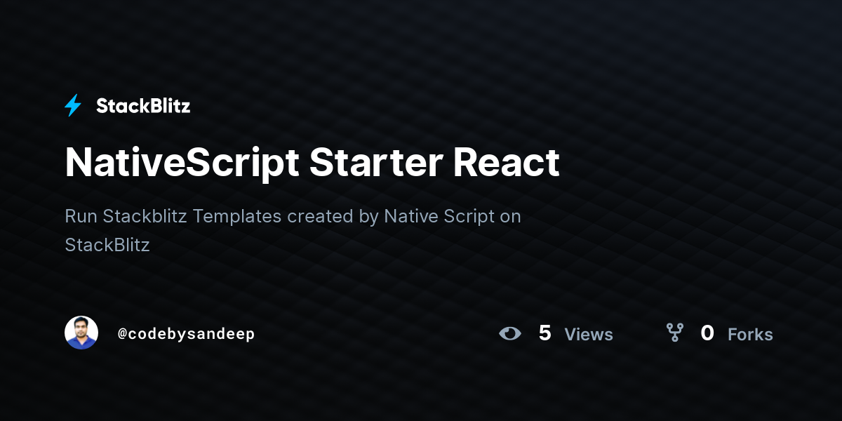 NativeScript Starter React - StackBlitz