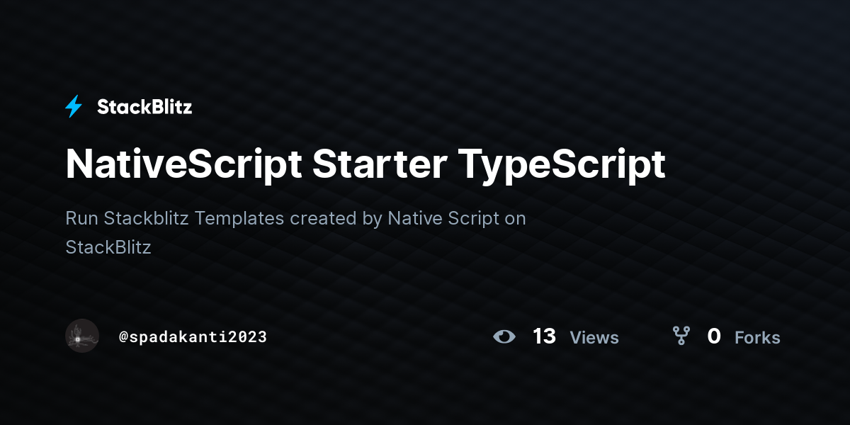 NativeScript Starter TypeScript - StackBlitz