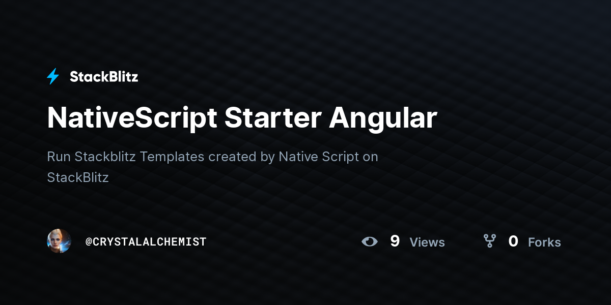 NativeScript Starter Angular - StackBlitz