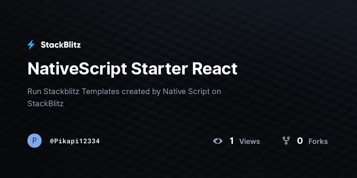 NativeScript Starter React - StackBlitz