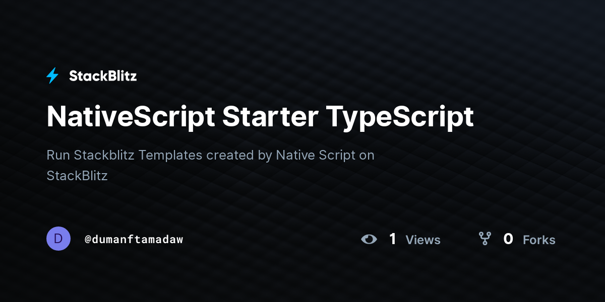 NativeScript Starter TypeScript - StackBlitz