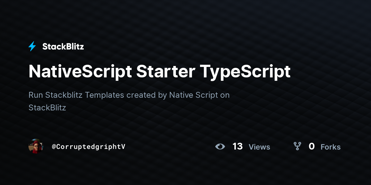 NativeScript Starter TypeScript - StackBlitz