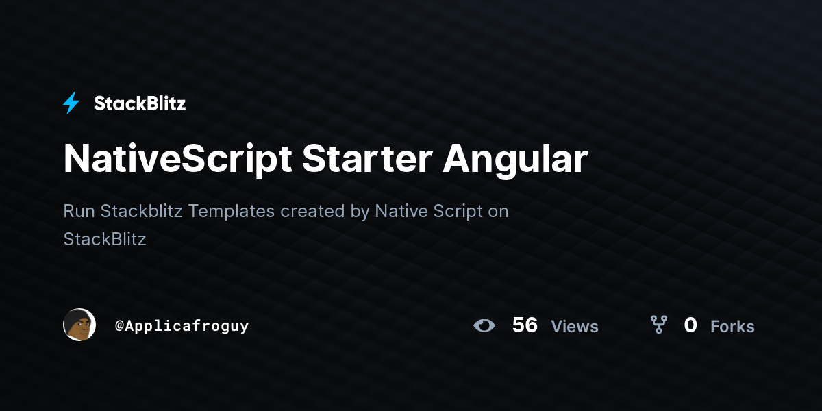 NativeScript Starter Angular - StackBlitz