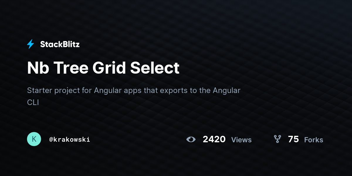 Nb Tree Grid Select - StackBlitz