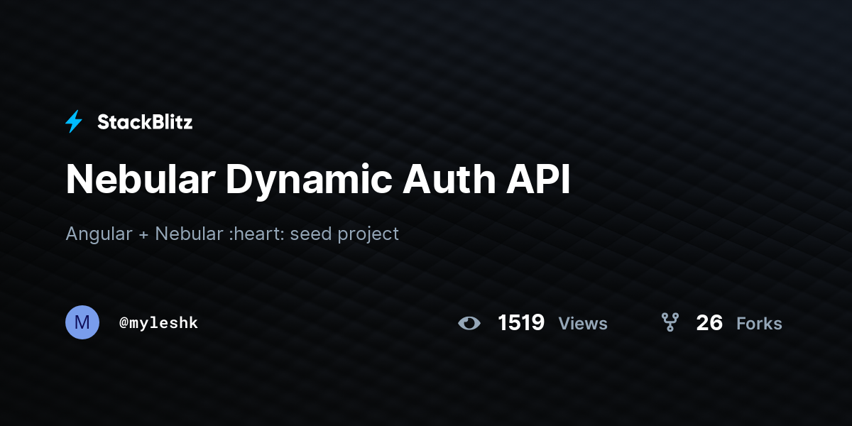 Nebular Dynamic Auth API - StackBlitz
