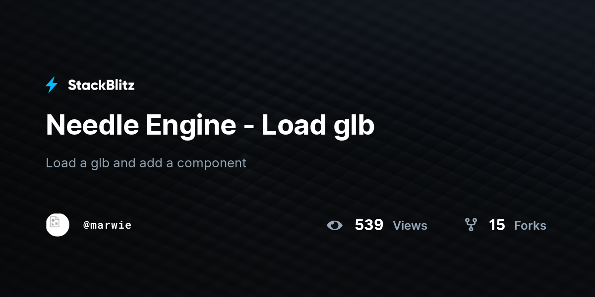Needle Engine - Load glb - StackBlitz