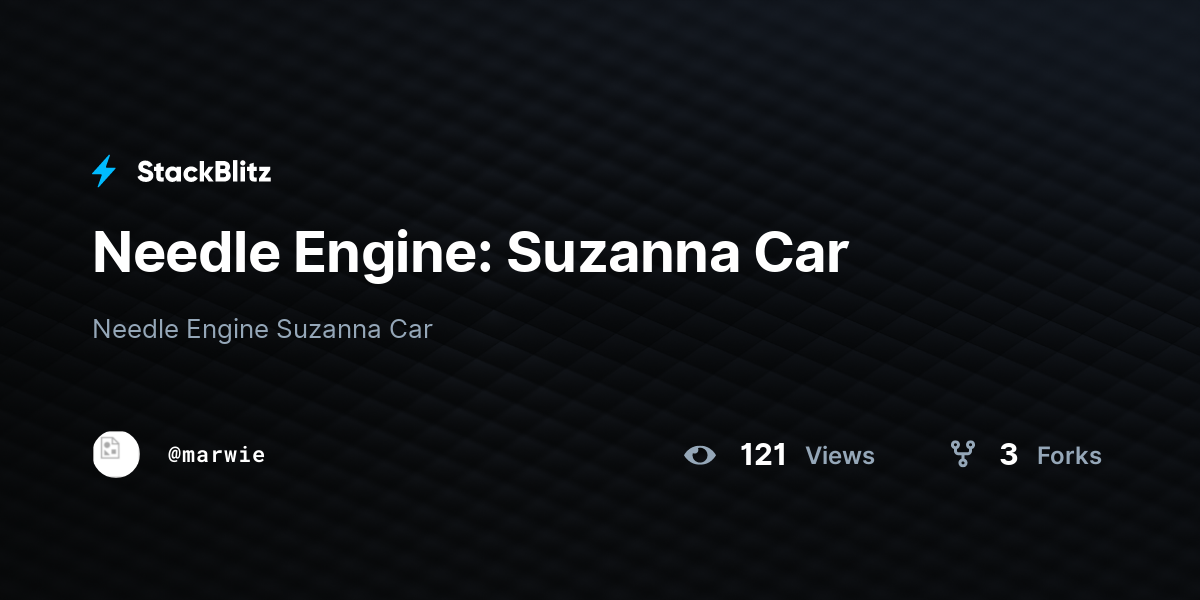 Needle Engine: Suzanna Car - StackBlitz