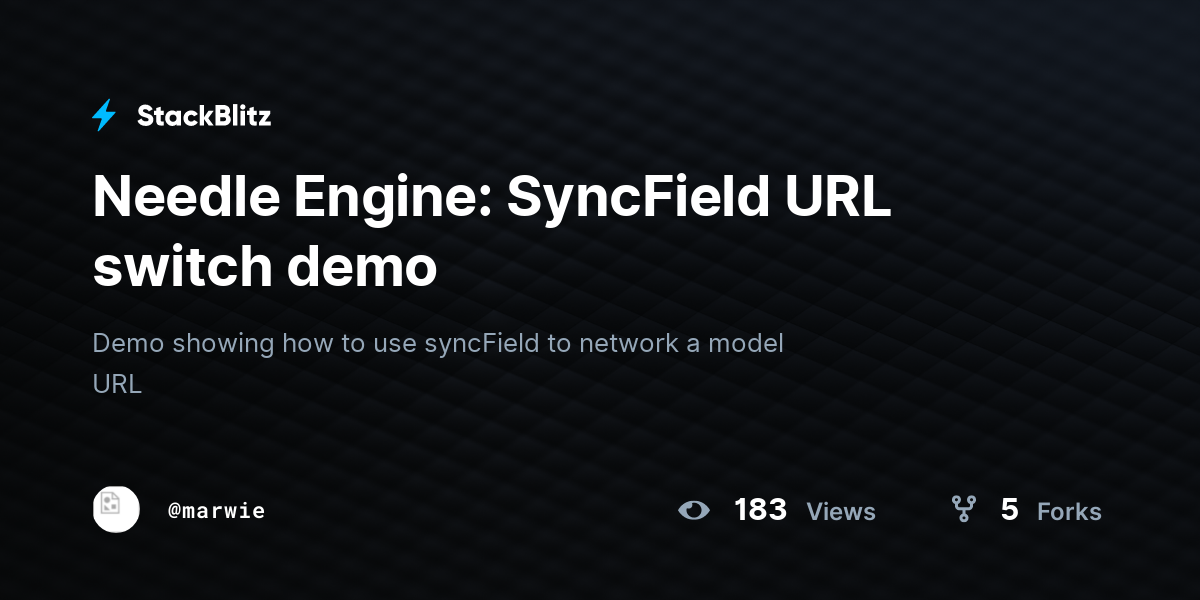 Needle Engine: SyncField URL switch demo - StackBlitz
