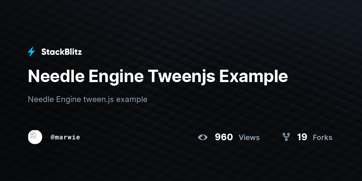 Needle Engine Tweenjs Example - StackBlitz