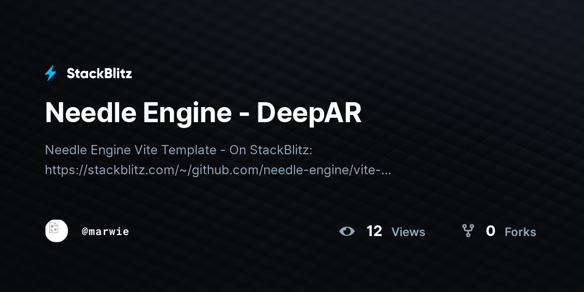 Needle Engine - DeepAR - StackBlitz
