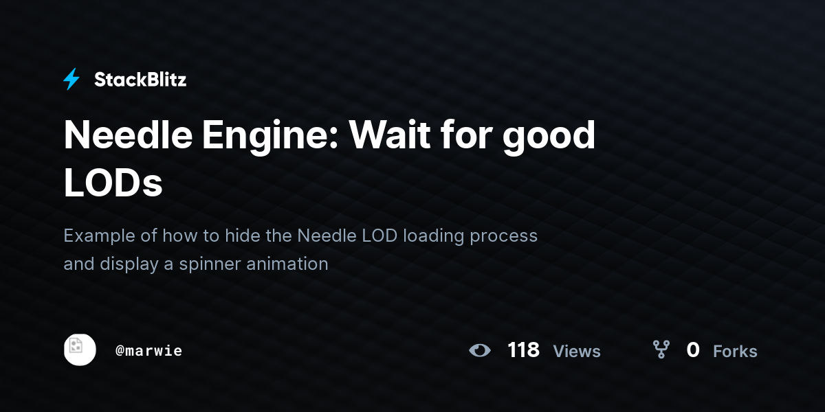 Needle Engine: Wait for good LODs - StackBlitz