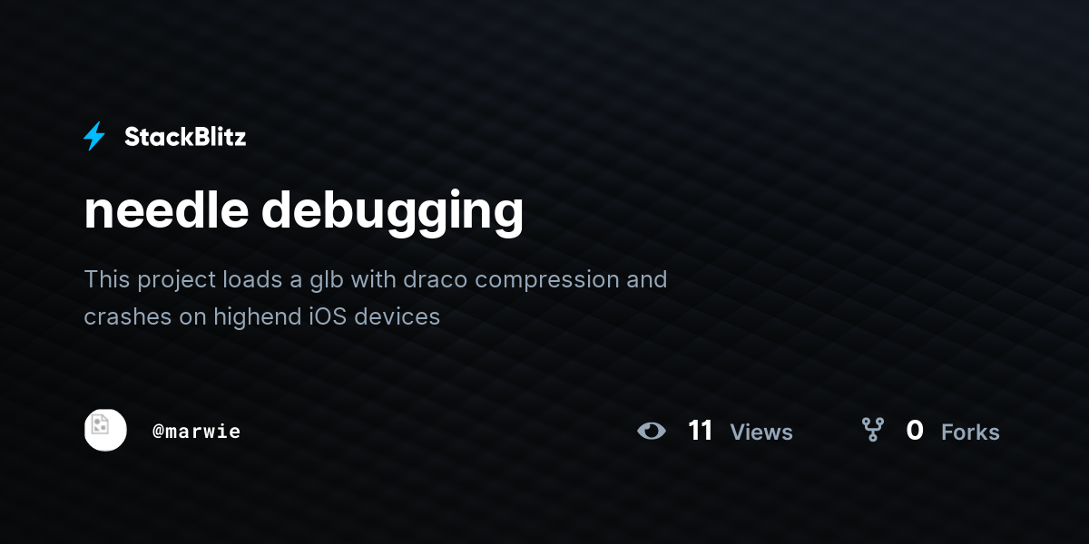 needle debugging - StackBlitz