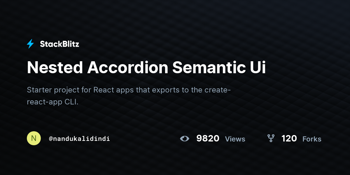 Nested Accordion Semantic Ui - StackBlitz