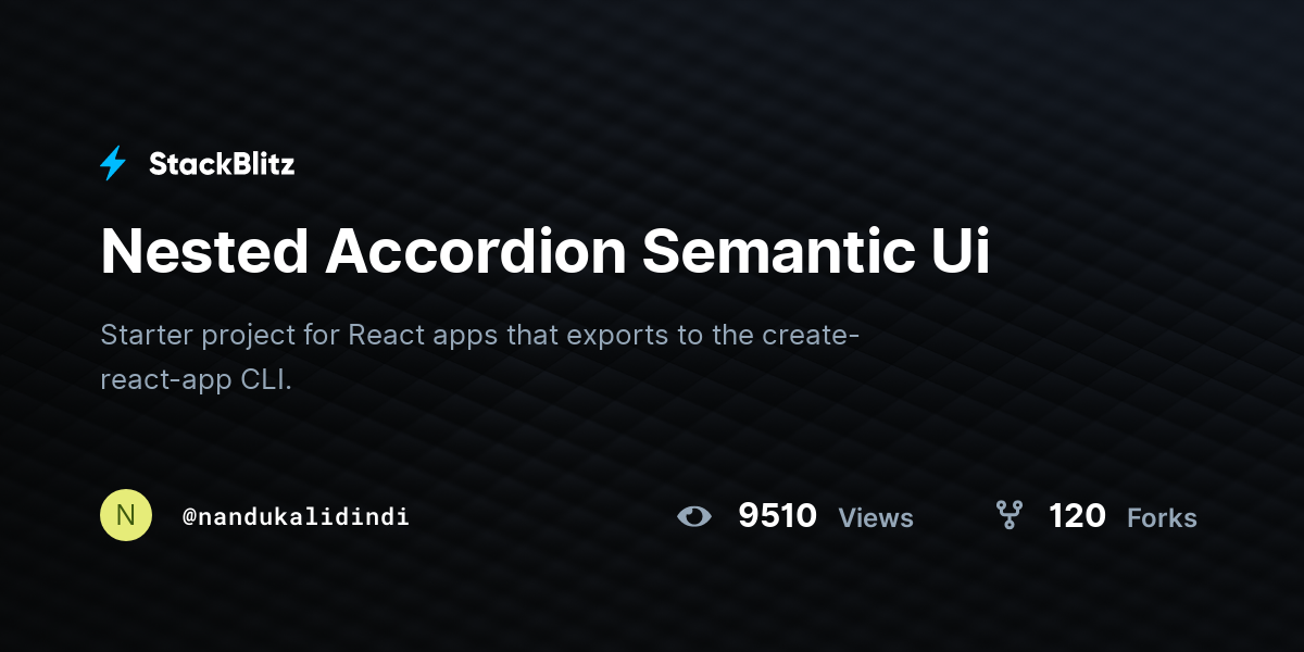 Nested Accordion Semantic Ui StackBlitz