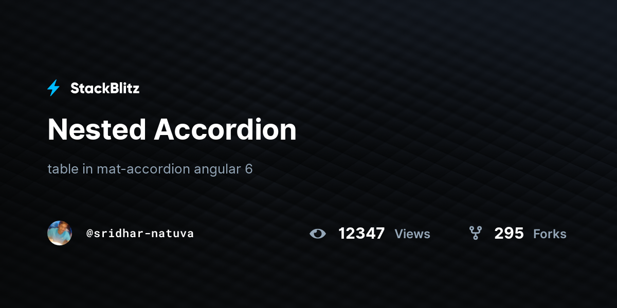 Nested Accordion StackBlitz
