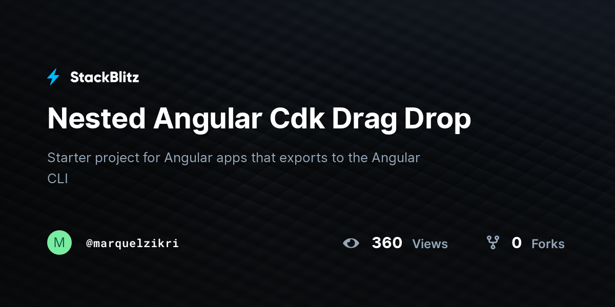 Nested Angular Cdk Drag Drop - StackBlitz