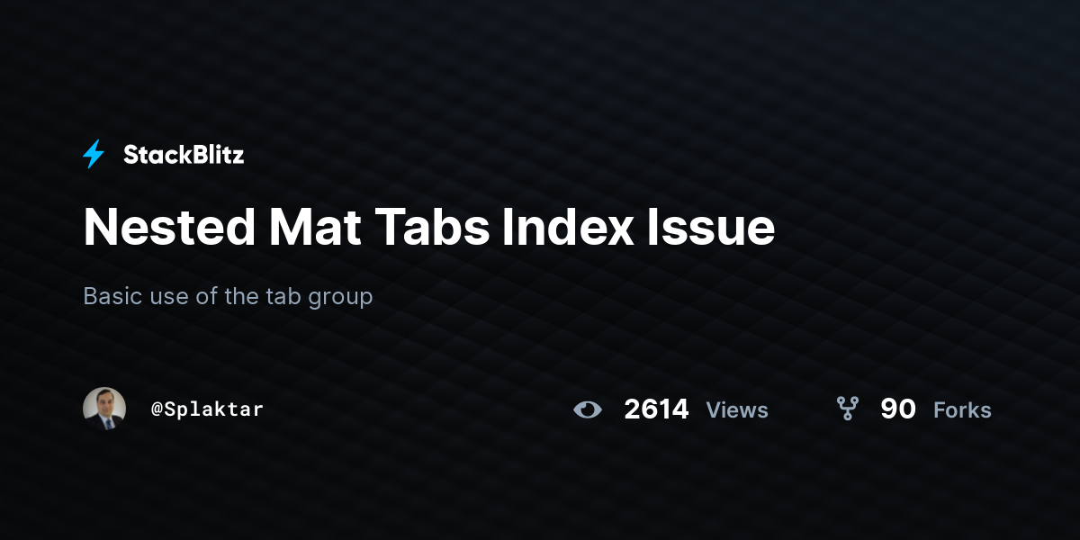 Nested Mat Tabs Index Issue - StackBlitz