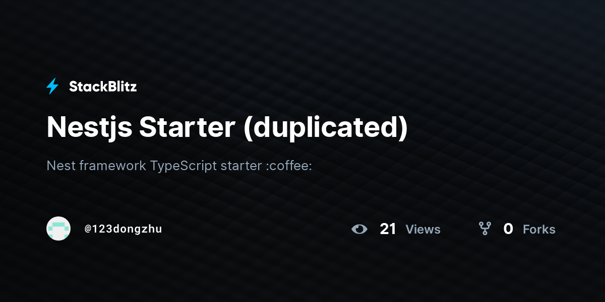 Nestjs Starter (duplicated) - StackBlitz