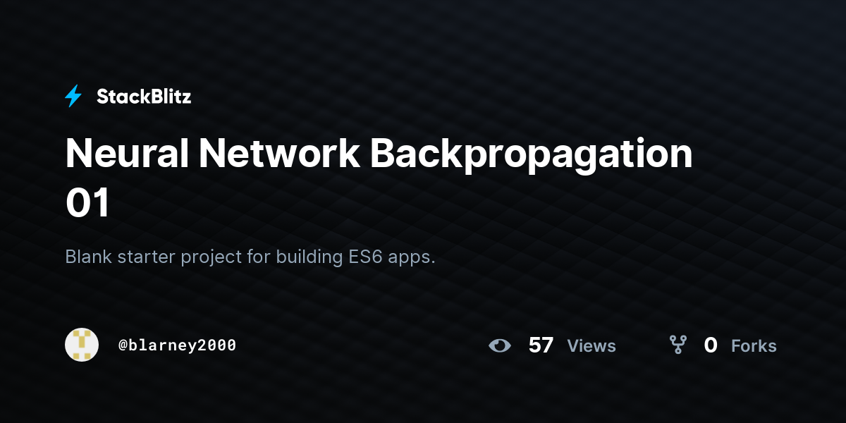 Neural Network Backpropagation 01 - StackBlitz