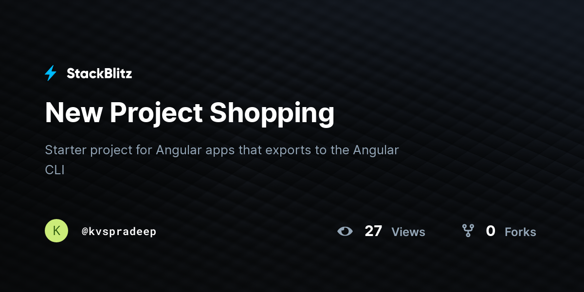 New Project Shopping - StackBlitz