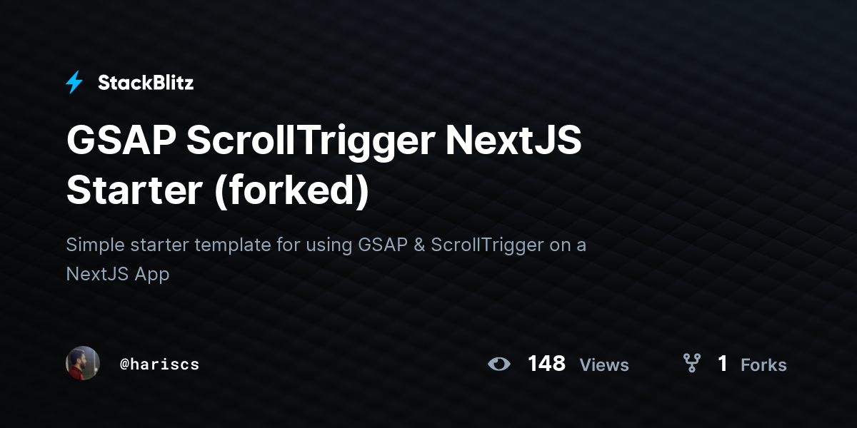 GSAP ScrollTrigger NextJS Starter (forked) - StackBlitz