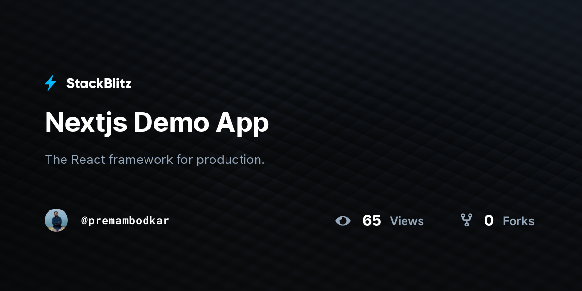 Nextjs Demo App - StackBlitz