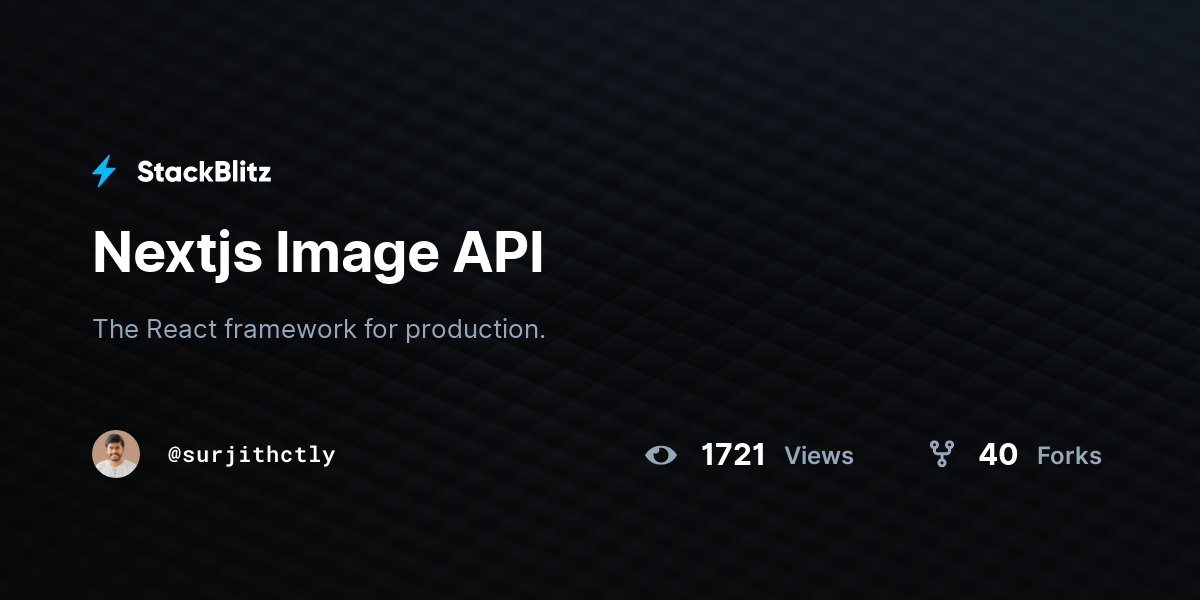 Nextjs Image API - StackBlitz