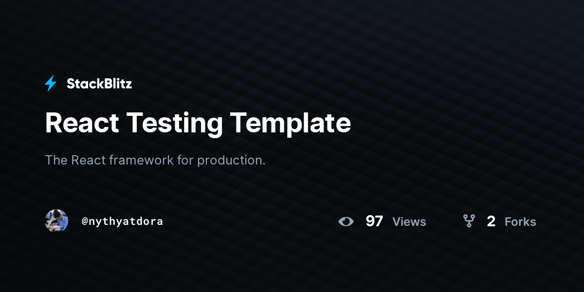 React Testing Template - StackBlitz