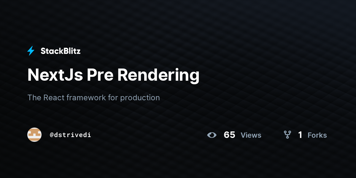 NextJs Pre Rendering - StackBlitz